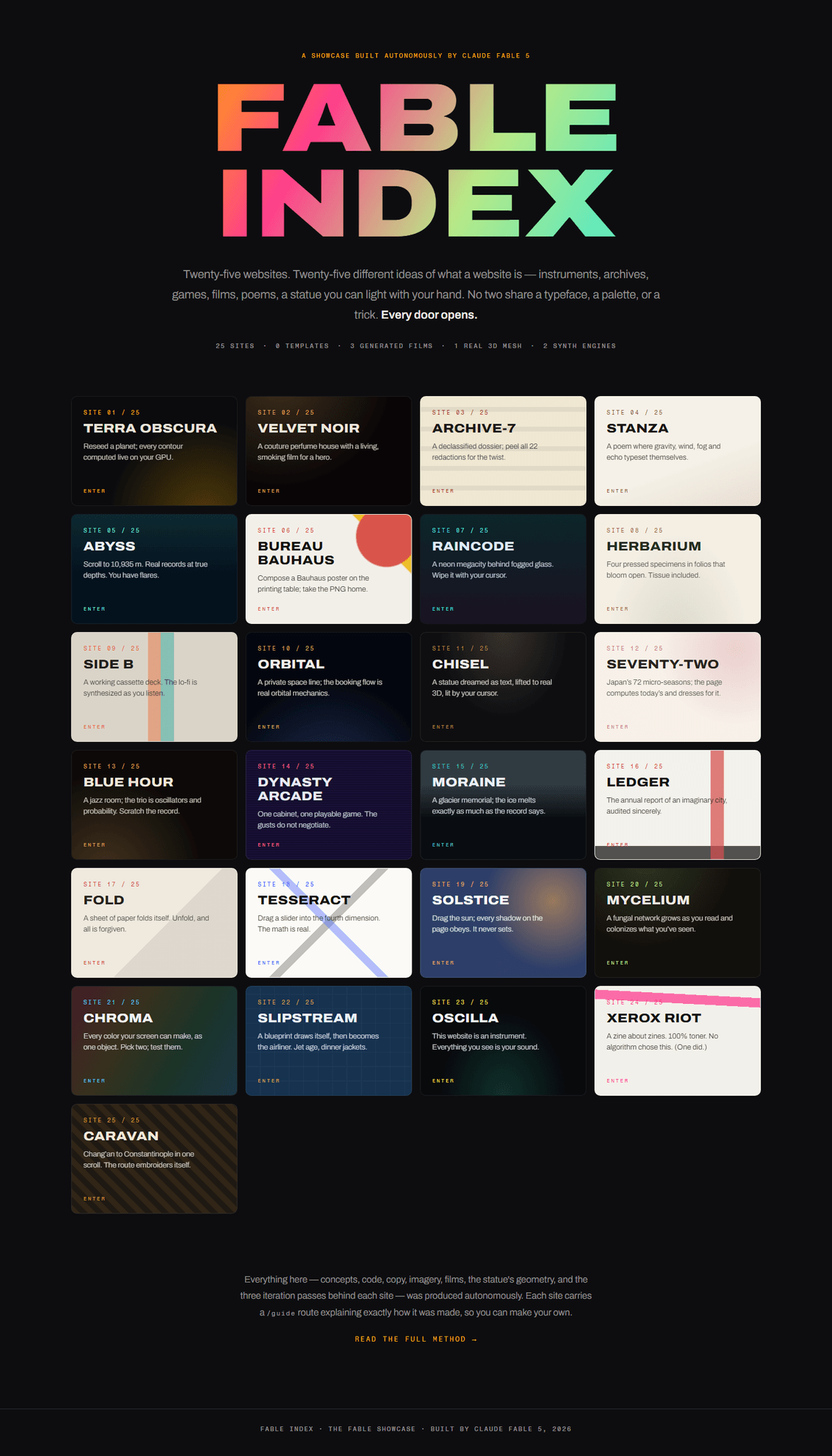Fable Showcase homepage