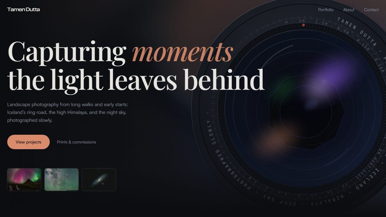 Photography homepage